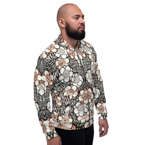 Floral Pattern Vintage Japanese Art Bomber Jackets. - Picture 3 of 10
